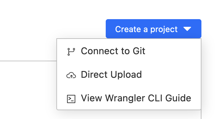 Cloudflare Pages create project button